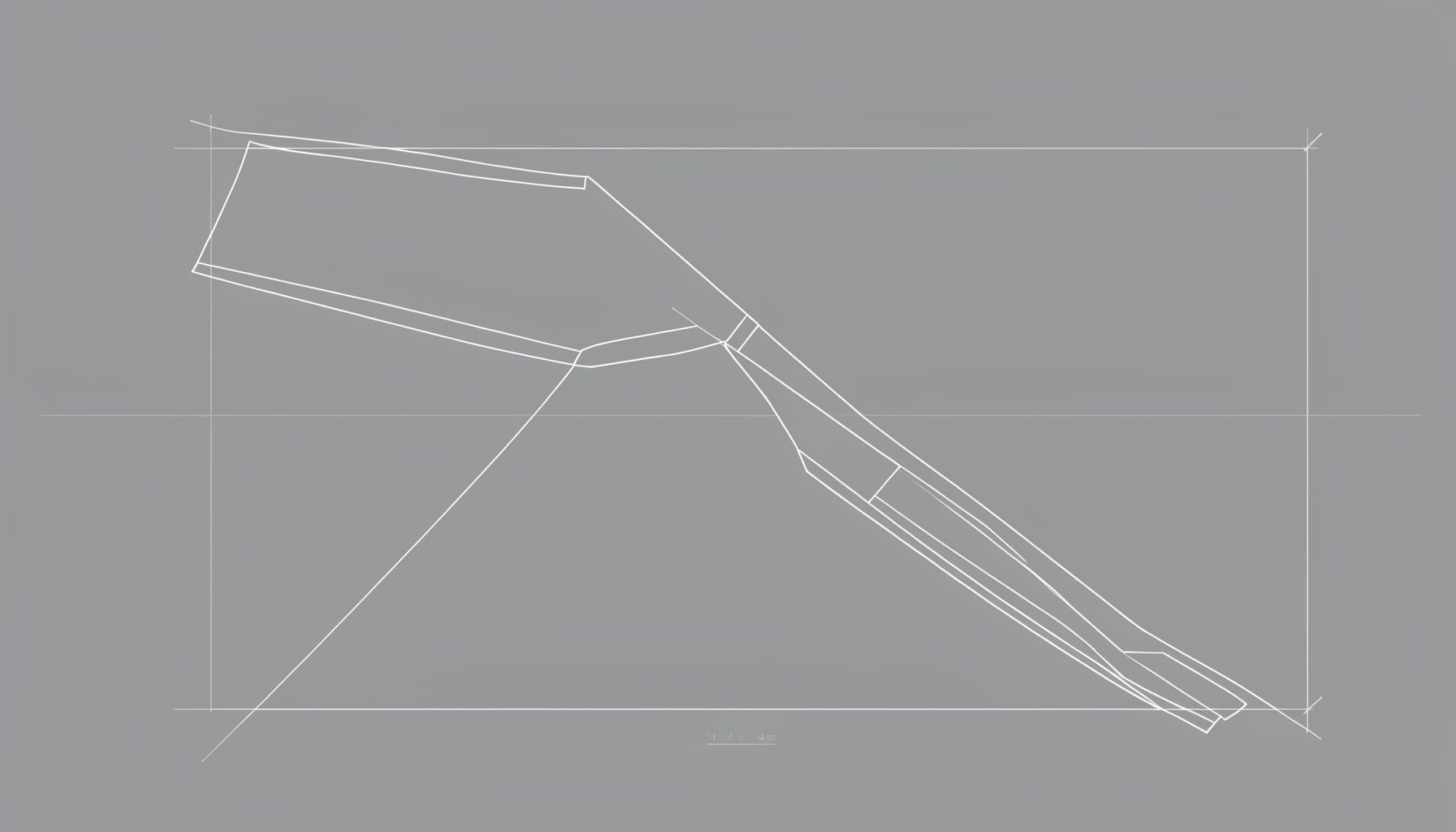 A wide blueprint-style illustration in muted gray and wood-tone lines depicting a pathway outline with minimal shapes, tranquil mood